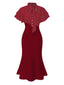 [Vorverkauf] Rot 1930er Dots Krawattenhals Meerjungfrauen Kleid
