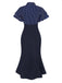 Schwarz 1930er Dots Krawattenhals Meerjungfrauenkleid