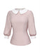 Rosa 1940er Farbblock Peter Pan Kragen Bluse
