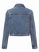 Blau 1950er Revers Perlen Denim Kurzmantel