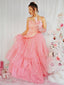 Rosa 1950er Glinda Wicked Glitter Netz Swing Kleid