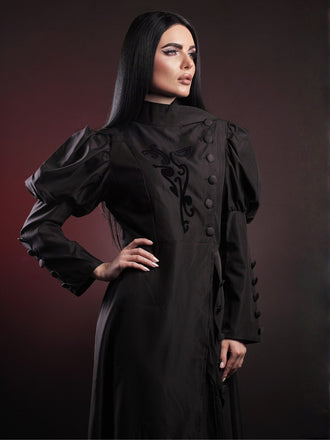 Schwarz 1940er Gothic Wicked-Inspiriert Elphaba Blumen Hexenkleid