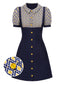 [Vorverkauf] Blau 1960er Peter Pan Kragen Diamant-Druck Kleid