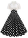 1950er Revers Polka Dots Patchwork Swing Kleid