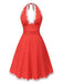 [Vorverkauf] Rot 1950er Polka Dots Plissiertes Spitze Halter Kleid
