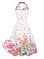 [Vorverkauf] Weiß 1940er Blumen Revers Spleißen Kleid