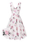 [Vorverkauf] Rosa 1940er Tief V-Ausschnitt Chiffon Rose Kleid
