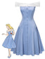 [Vorverkauf] Blau 1950er Schulterfrei Tüll Prinzessin Kleid