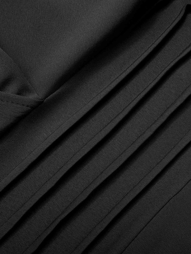 1940er Solide V-Ausschnitt Halbe Ärmel Jumpsuit