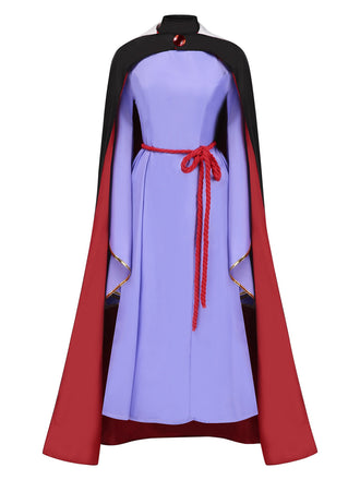 2PCS Lila 1940er Schneewittchen Kostüm Böse Königin Kleid & Lang Mantel