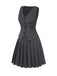 2PCS Dunkelgrau 1960er Nadelstreifen Top & Plissiertes Rock