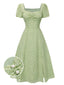 [Vorverkauf] Grün 1940er Herzförmiger Blümchen Kleid