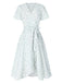Weiß 1940er Baumwolle Diagonale Träger Blumen Kleid