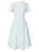 Weiß 1940er Baumwolle Diagonale Träger Blumen Kleid