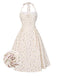 Blau 1950er Halter Spitze Gänseblümchen Kleid
