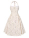 Blau 1950er Halter Spitze Gänseblümchen Kleid