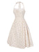 Blau 1950er Halter Spitze Gänseblümchen Kleid