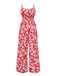 Rot 1930er Spaghetti Träger Blumen Weites-Bein Jumpsuit