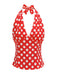 1950er Halter Polka Dots Rückenfrei Top