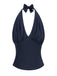 1950er Solide Ärmellos Halter Ruched Top