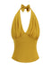 1950er Solide Ärmellos Halter Ruched Top