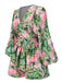 Grün 1970er Tropischer Regenwald Urlaubsserie Chiffon Romper