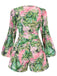 Grün 1970er Tropischer Regenwald Urlaubsserie Chiffon Romper