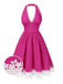 Rosa 1950er Polka Dots Halter Baumwolle Kleid