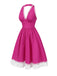 Rosa 1950er Polka Dots Halter Baumwolle Kleid