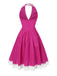 Rosa 1950er Polka Dots Halter Baumwolle Kleid