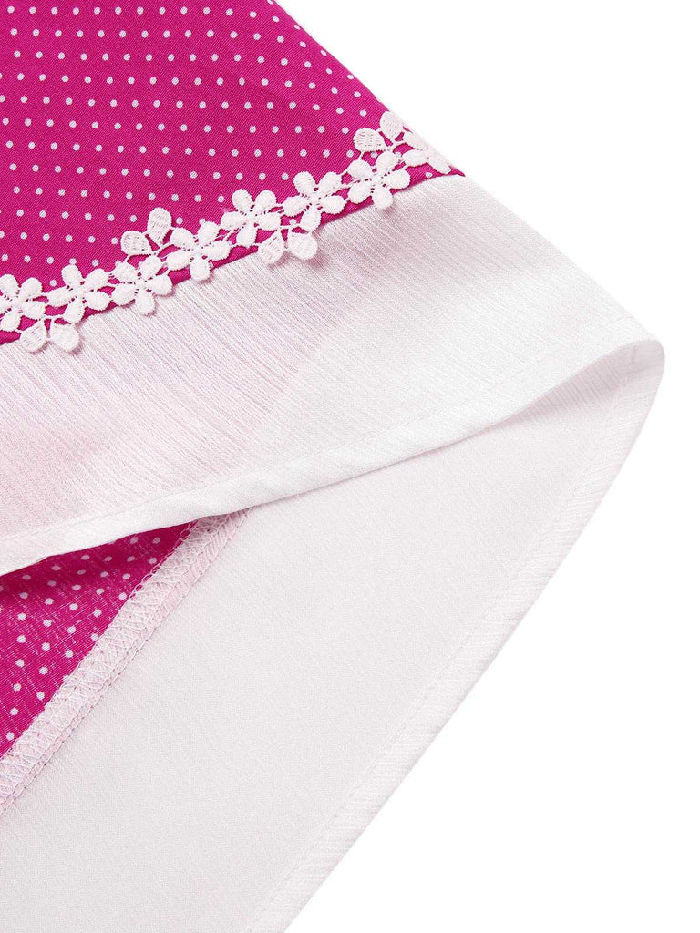 Rosa 1950er Polka Dots Halter Baumwolle Kleid