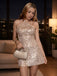 Gold 1970er Pailletten Halter Kleid