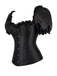 Schwarz 1980er Solide Gothic Puffärmel Quadratischer Hals Korsett Top