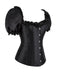 Schwarz 1980er Solide Gothic Puffärmel Quadratischer Hals Korsett Top