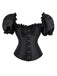Schwarz 1980er Solide Gothic Puffärmel Quadratischer Hals Korsett Top