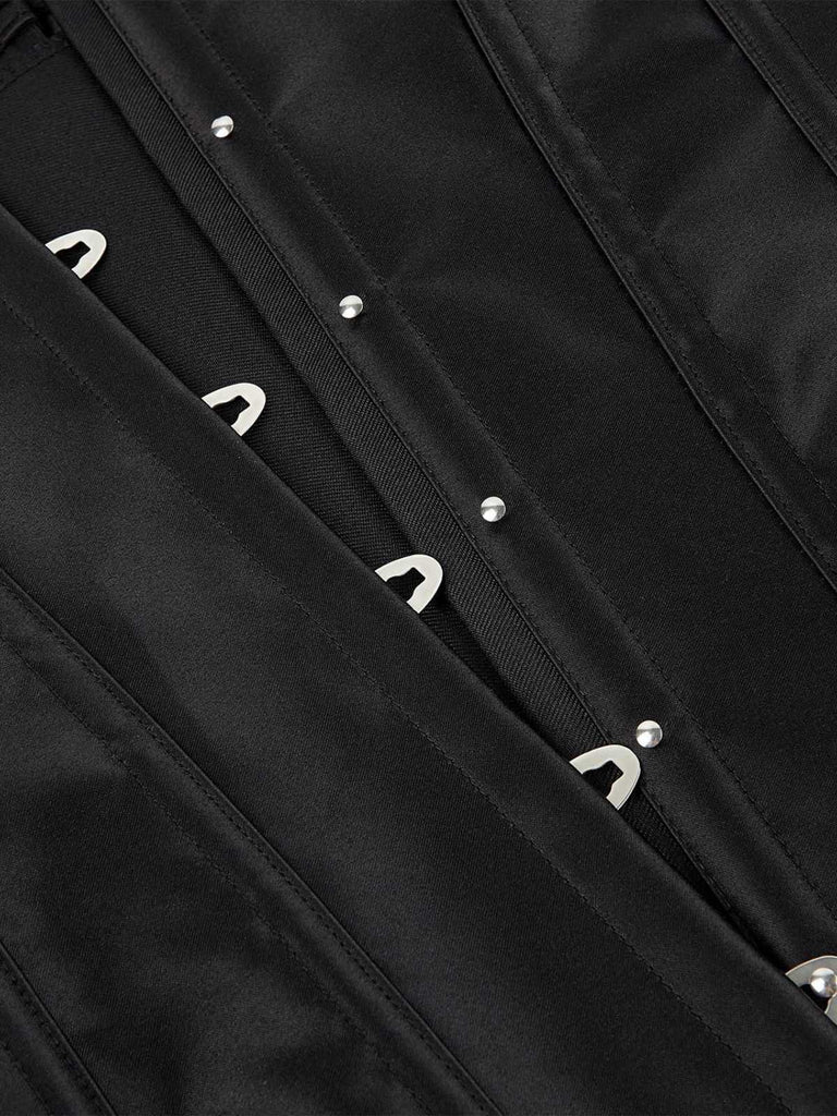 Schwarz 1980er Solide Gothic Puffärmel Quadratischer Hals Korsett Top