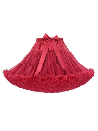 Weinrot 1950er Solide Halloween Netz Unterrock Petticoat