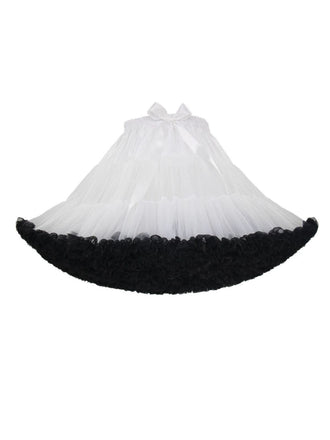 Weißer 1950er Solide Halloween Netz Unterrock Petticoat