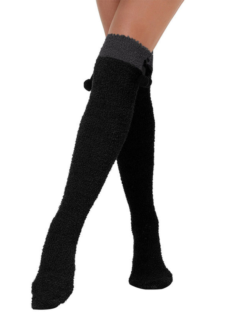 Flauschige Weihnachts-Overknee-Socken mit Rentiermotiv