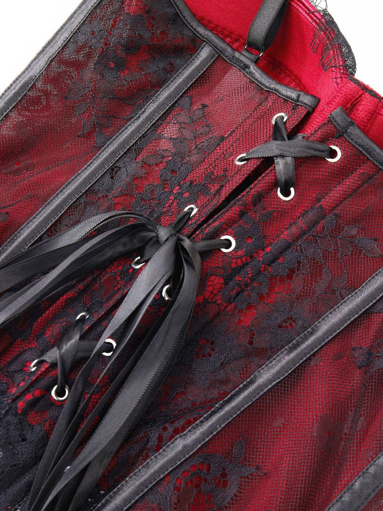 Schwarzes 50er Gothic Korsett-Top mit Spitze