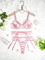 3PCS 1950er Satin Strumpfhalter Dessous-Sets