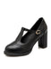 Retro Leder T-Träger Klobigem Absatz Schuhe