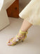 Retro 3D-Blumen Stilettos Knöchelriemen Sandalen