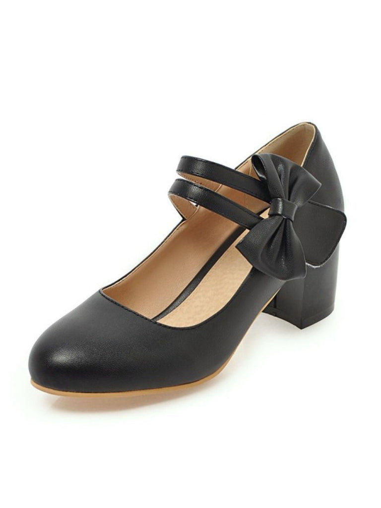 Vintage Bogen Runder-Spitze Kegelabsatz Schuhe