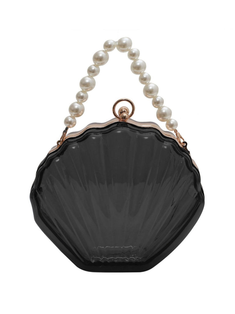 Vintage 3D-Muschel Transparent Perlenkette Tasche