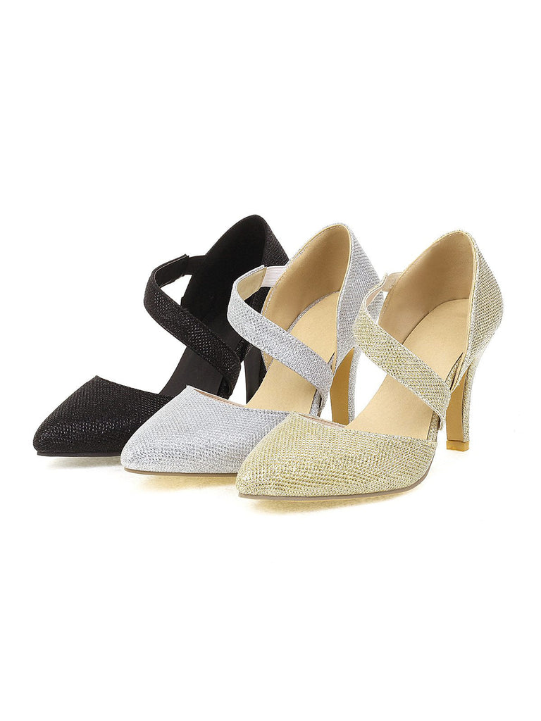 Spitz Zulaufende Funkeln Schräg Träger High Heels
