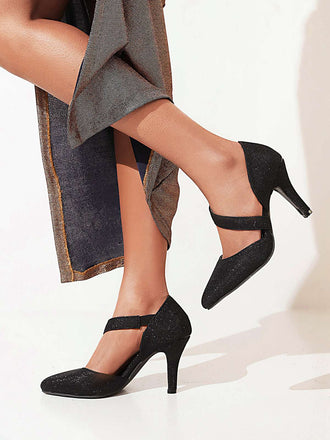 Spitz Zulaufende Funkeln Schräg Träger High Heels