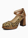 Vintage Leopard Criss-Cross Schnalle Klobige Absätze