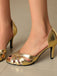 Vintage Solide Peep Toe Hohl Slip-On Hohe Absätze