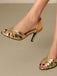 Vintage Solide Peep Toe Hohl Slip-On Hohe Absätze